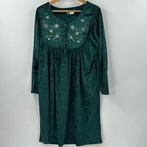 Sara Morgan green velvet embroidered tunic dress